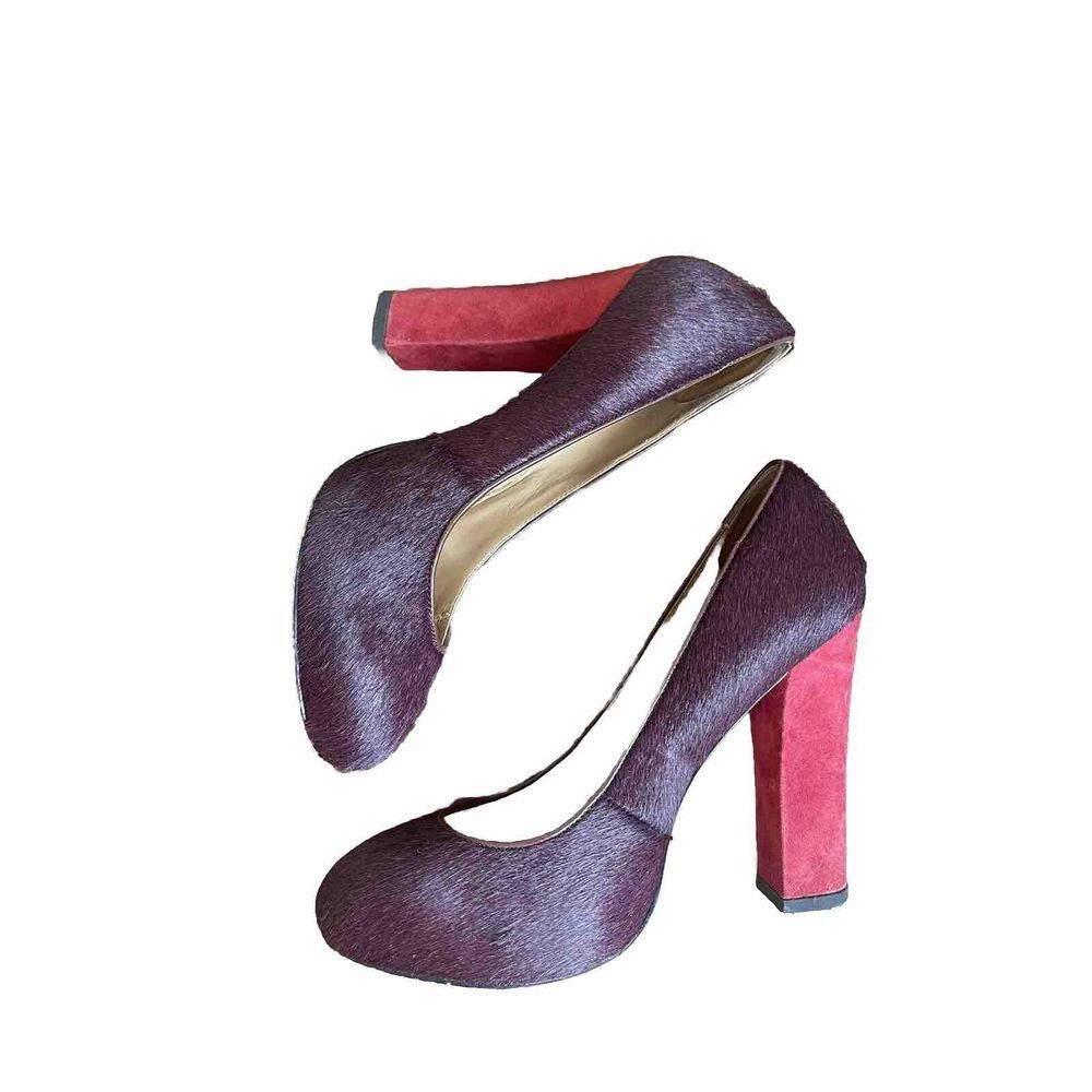 Ann Taylor Red/purple Burgundy Suede Block Heel AT Pumps Heels 8 M